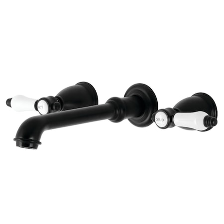 Kingston Brass KS7020BPL Two-Handle Wall Mount Tub Faucet, Matte Black KS7020BPL
